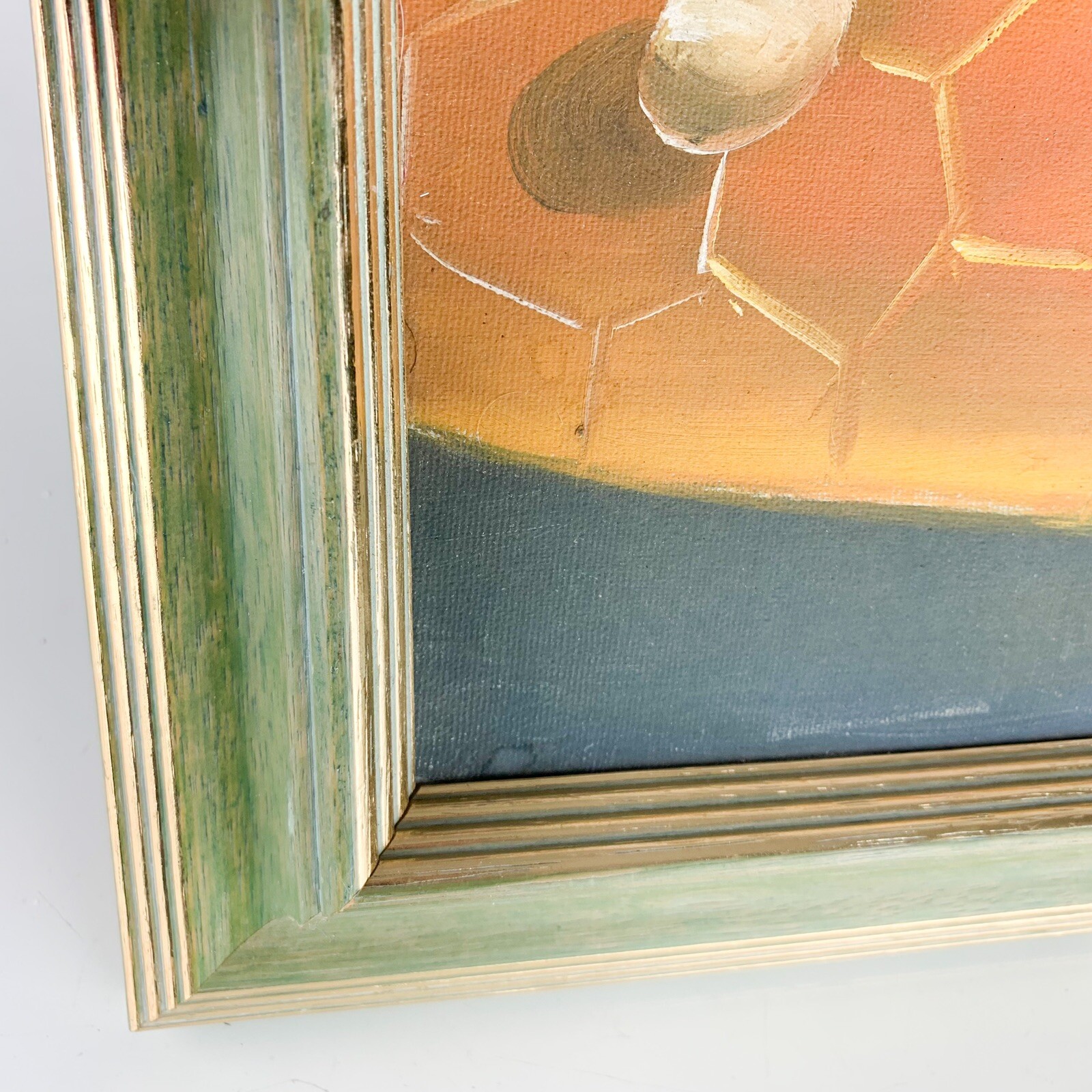 Vintage Vase of Flowers & Egg Basket Still Life Framed Painting Signed Art mcm