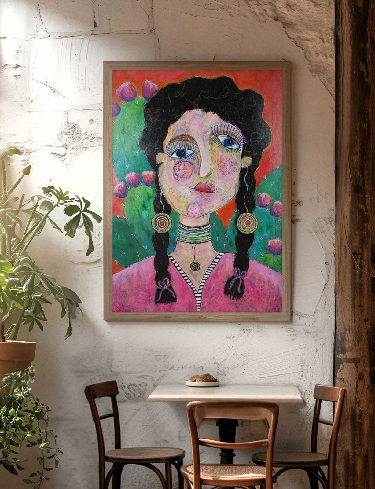 Desert Grace Southwest Maximalist Abstract Folk Art Girl Original Painting