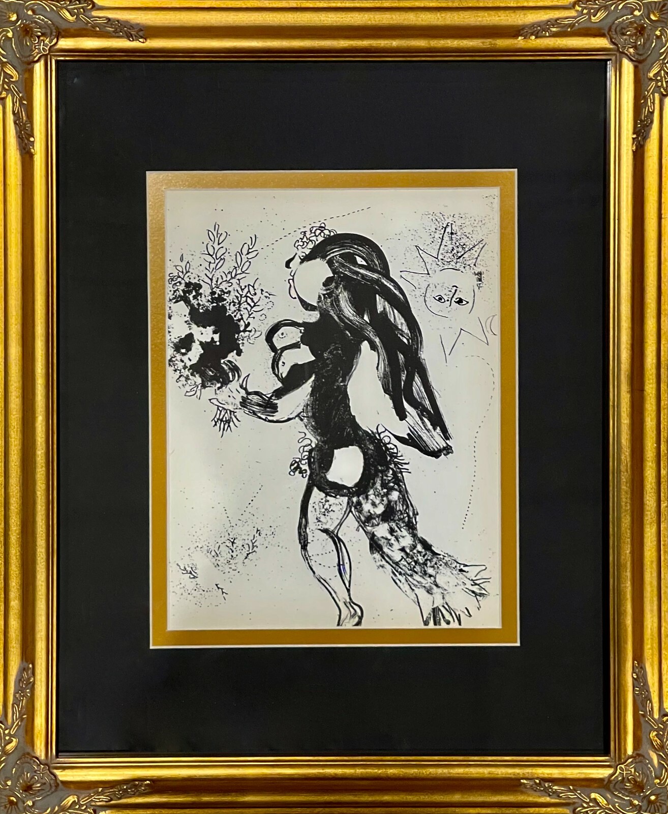 MARC CHAGALL- Original color lithograph on Velin Paper Mourlot, Paris, NEW FRAME