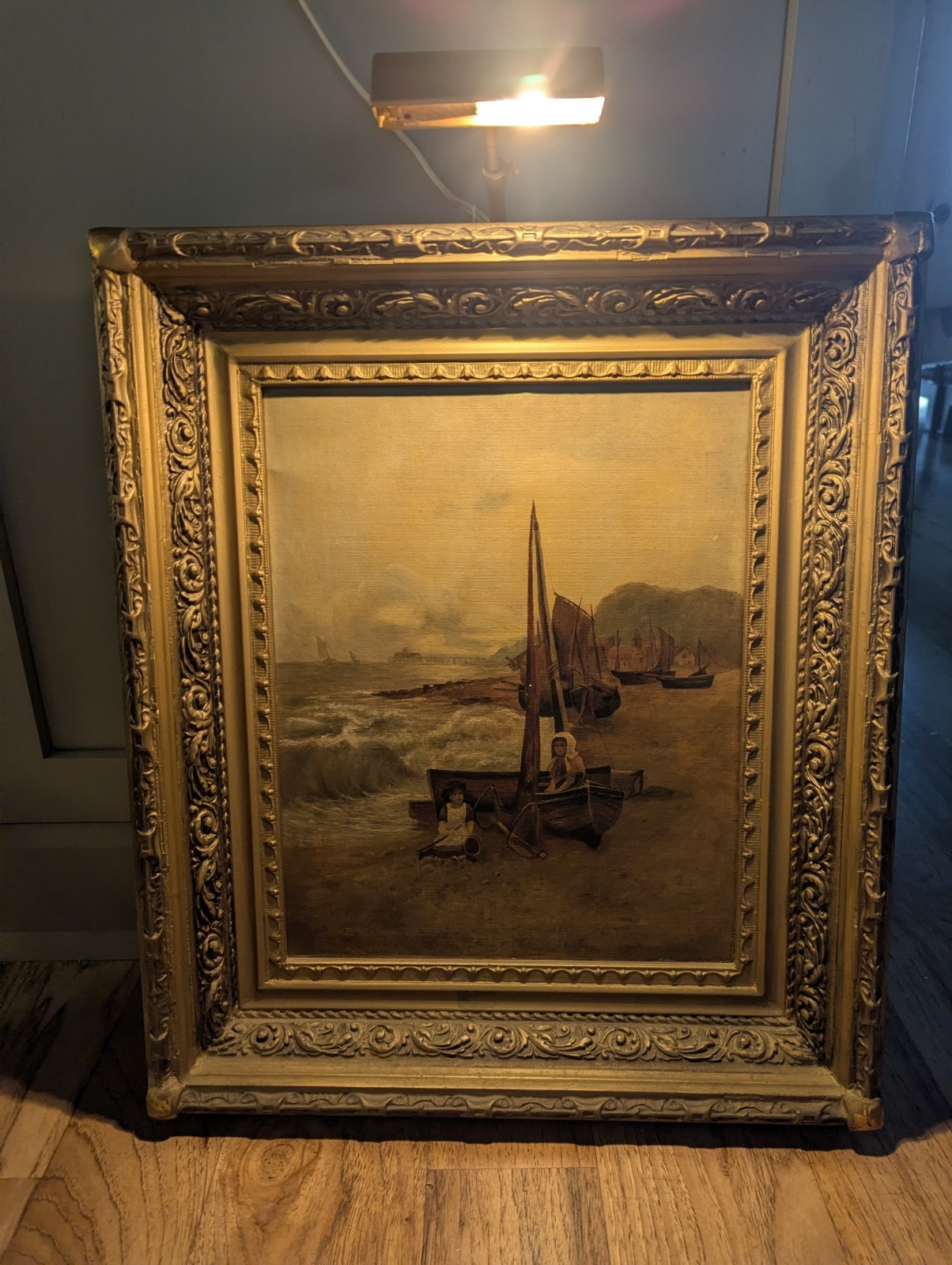 “Antique Original Oil on Canvas Landscape, Unsigned, Circa 1900–1930, 21″Tall
