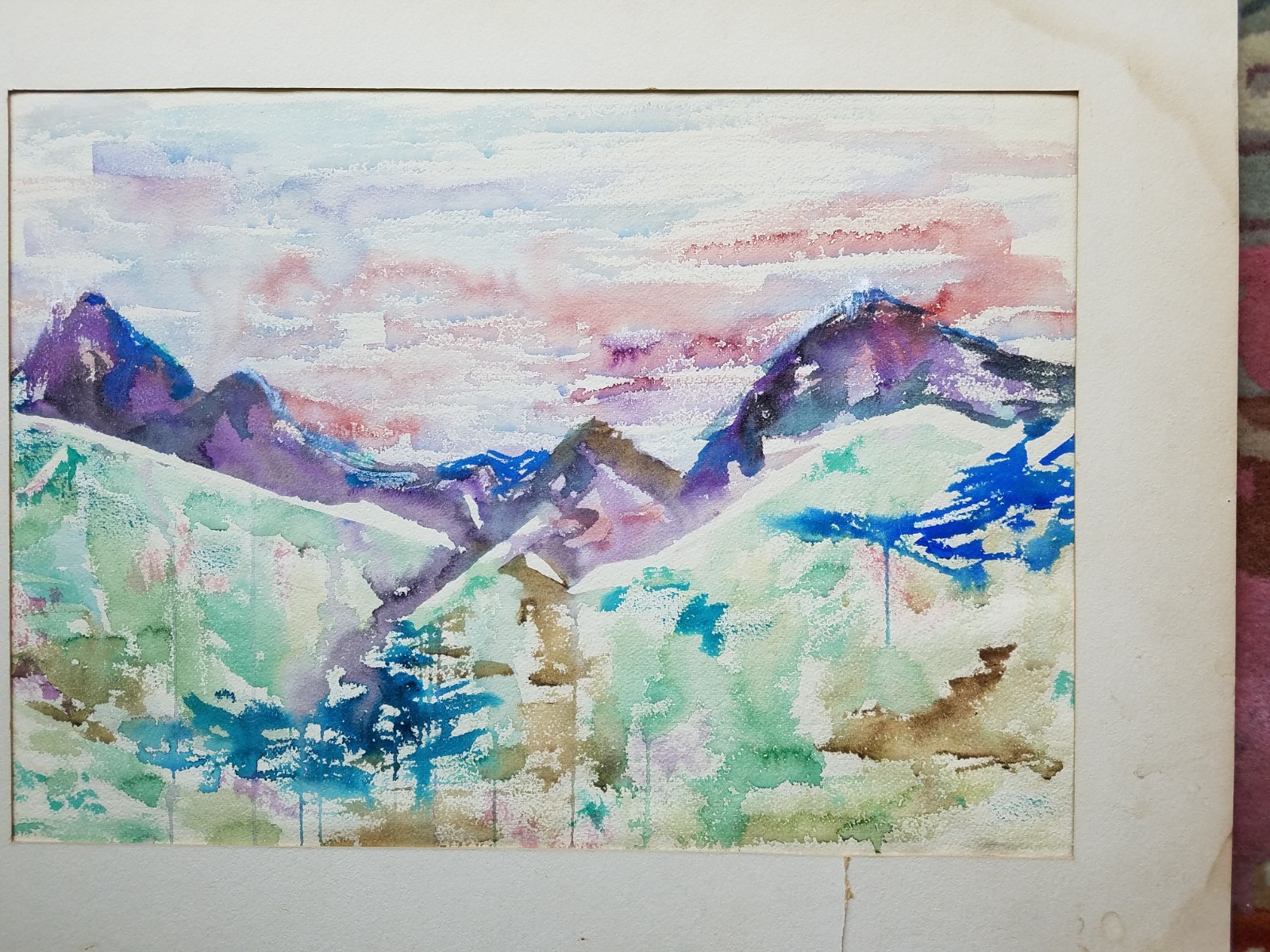 Annette Robyns Water Color Mountain and Forest Signed on back artist proof