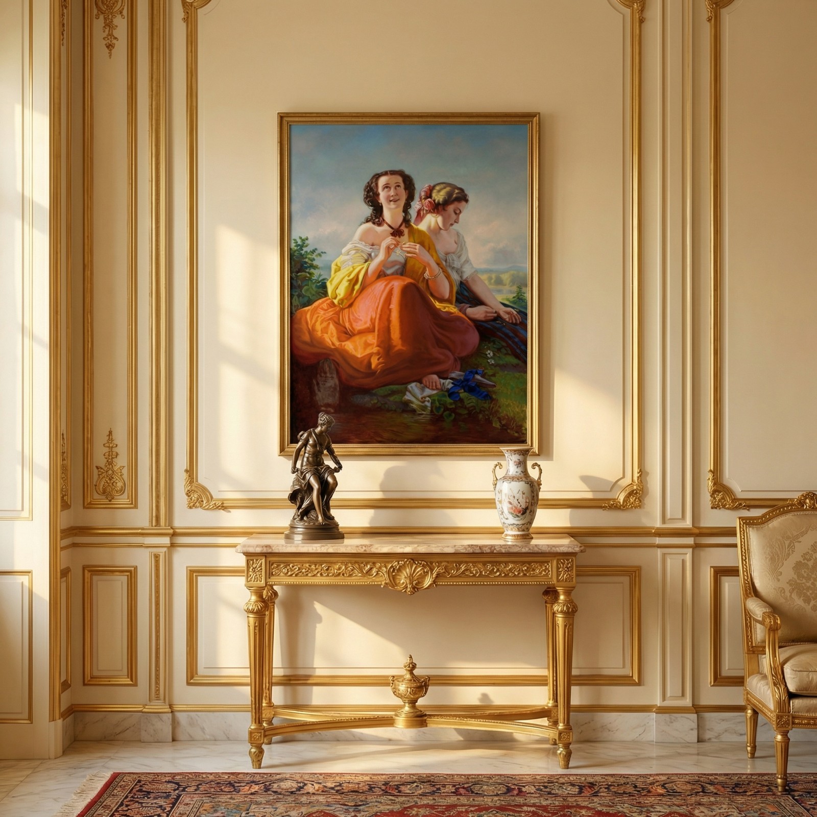 Large Original Oil Painting Classical Figurative Romantic Museum Style 47x35in