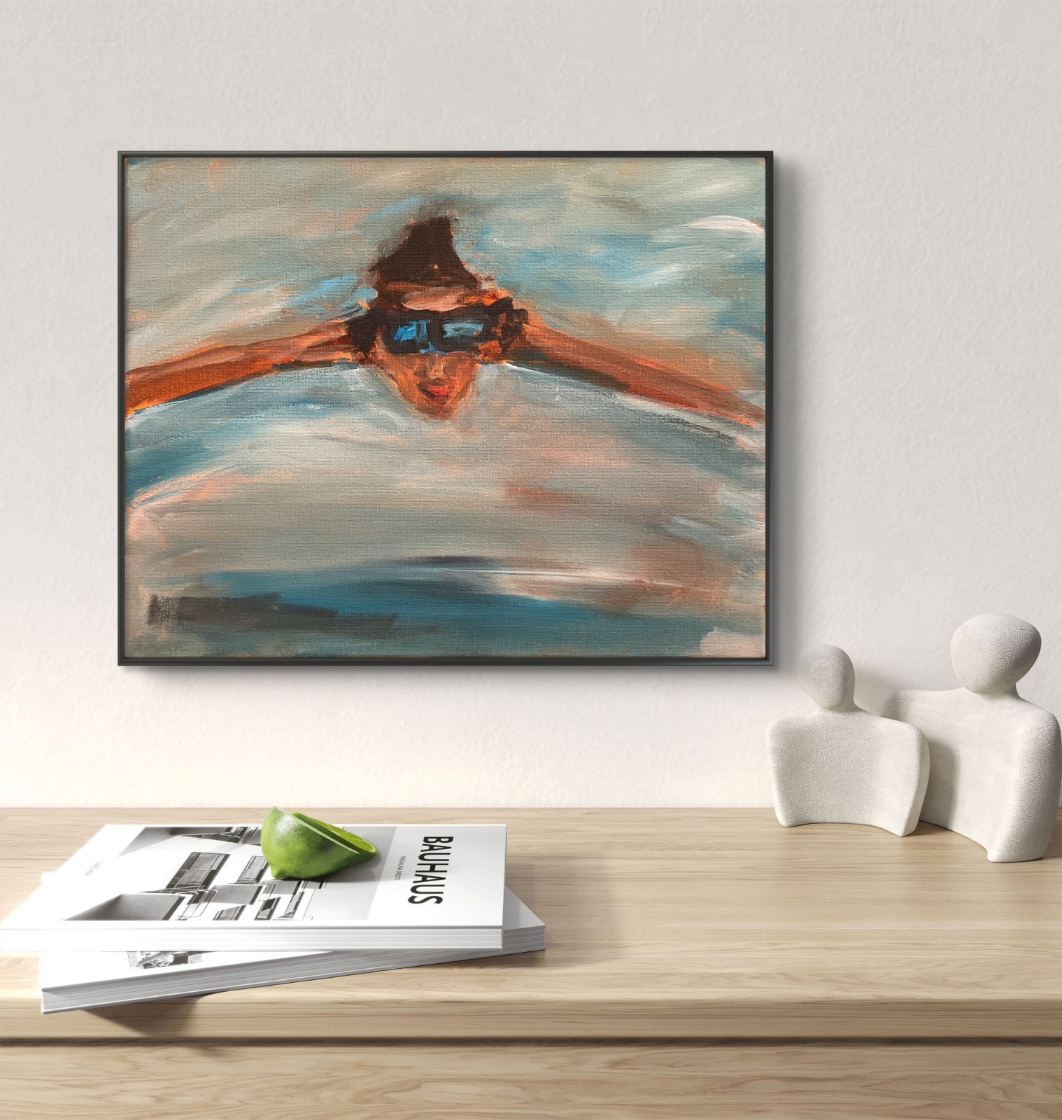 Mary Myers Original Abstract Expressionism 11×14 Swimmer in Motion Signed Fine