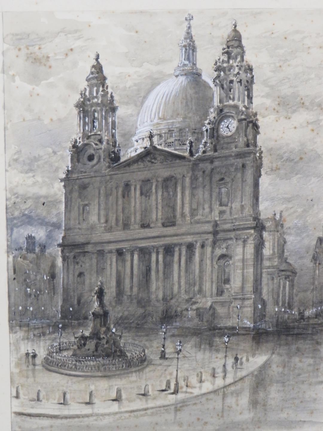 St Paul’s Cathedral London Circa 1870 Monotone Watercolour Research Required