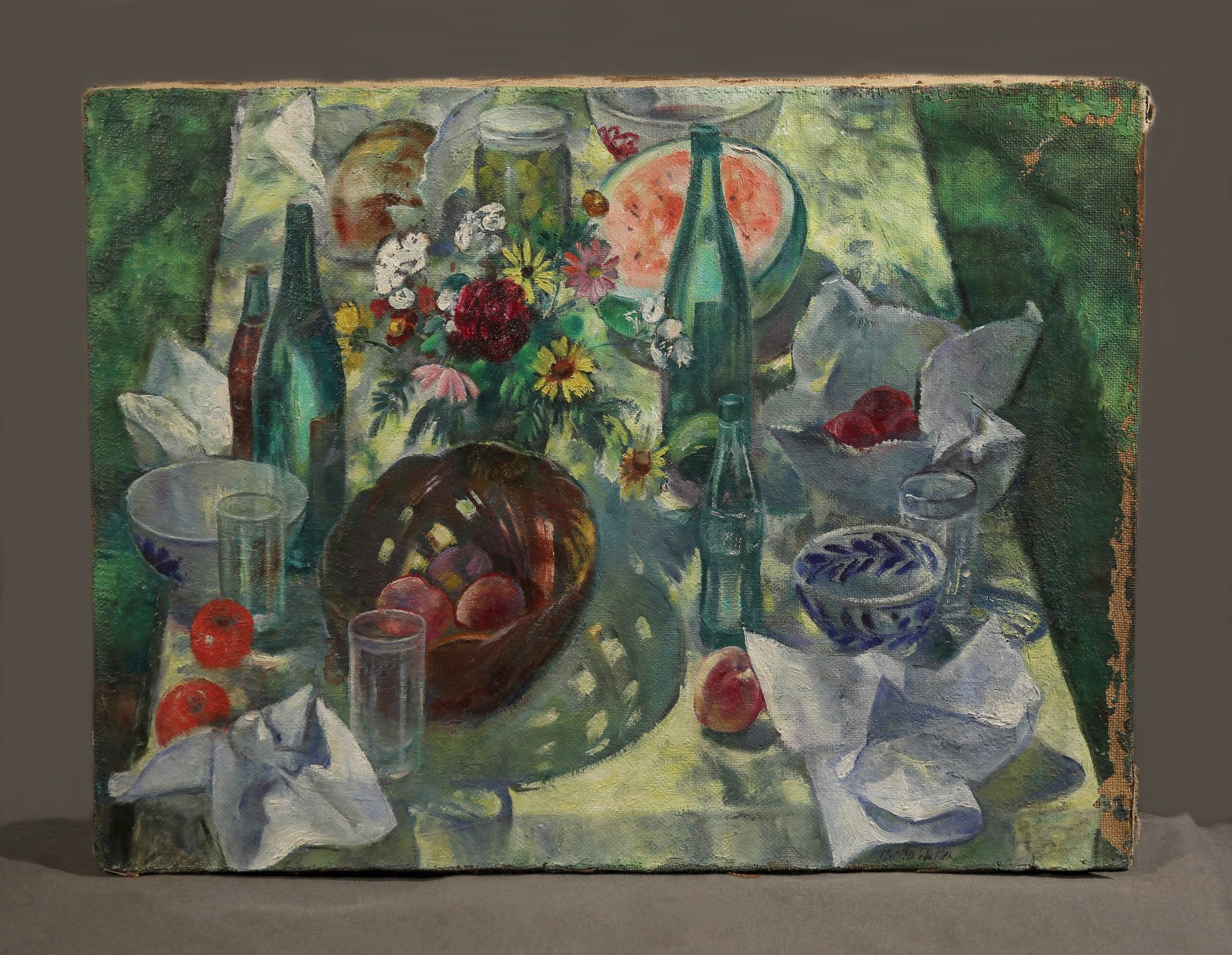 Martha Walter Picnic Still Life with Fruit, Flowers and Coca Cola