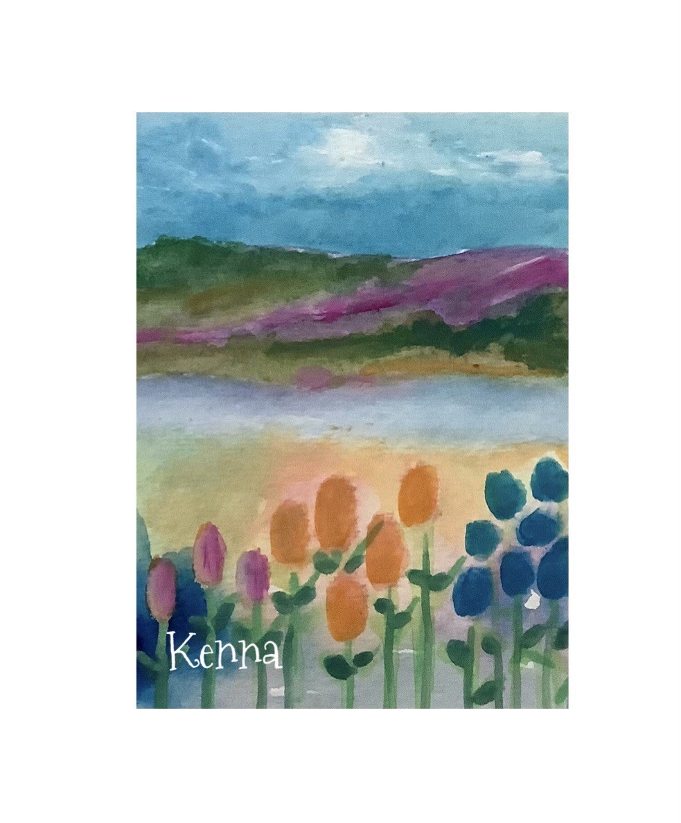 Aceo Painting Art Card By Kenna Original Landscape Mountains 2.5” X 3.5” Signed