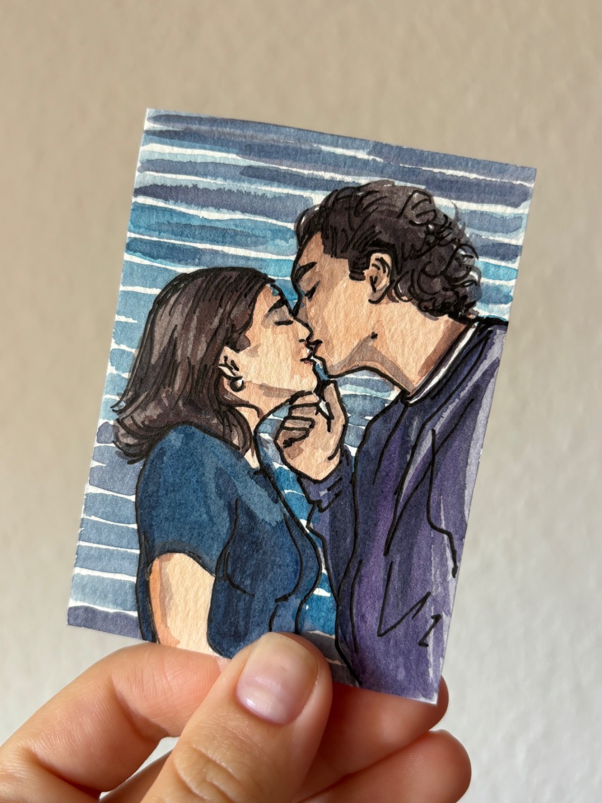ACEO Original Off Campus Garrett and Hanna, The Deal Hockey Booktok