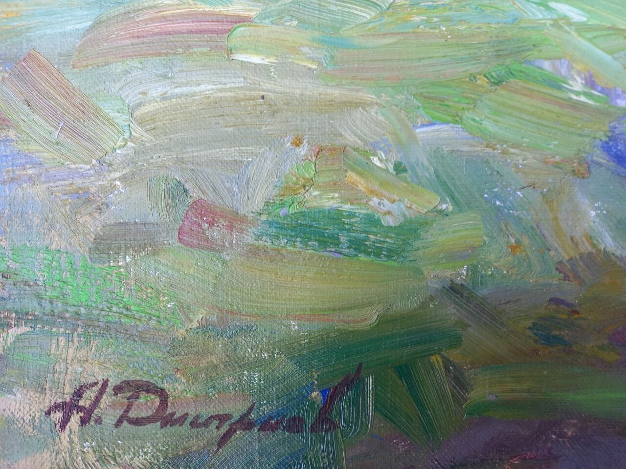 Oil painting Cloudy day Ukrainian painter Canvas original landscape decor art