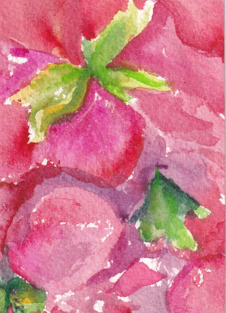 Pink & Purple Hydrangeas, Flowers ACEO Original Watercolor Art by Sharon Foster