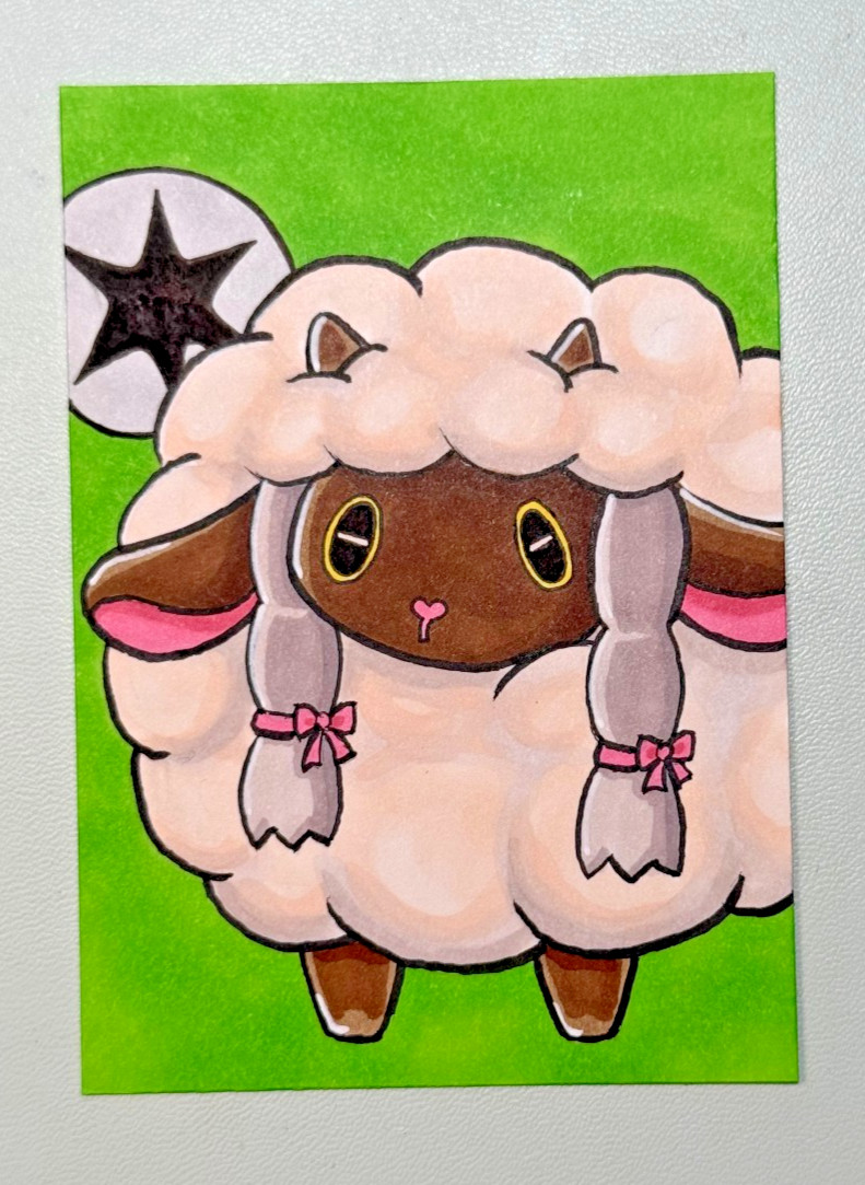 ACEO Original Pokemon Fanart “Wooloo”, Mini Art 2.5 x 3.5 Inches Anime