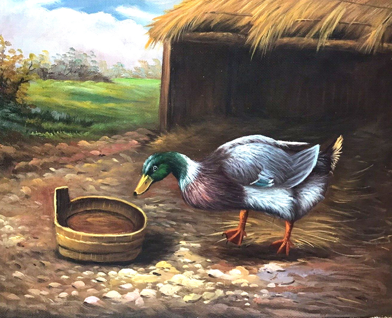 10″x8″ 100% Hand Painted Oil Painting on Canvas-unframed-Cute Ducks Animal