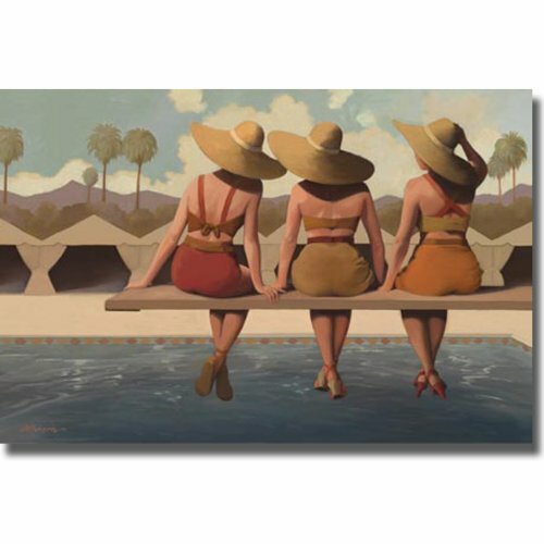 Poolside Chat by Osborn Gallery-Wrapped Canvas Giclee Artwork (30 in x 45 in)