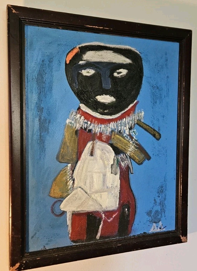 Original rare acrylic ART Painting on canvas “Indian DOLL” 22″ X 18″ SIGNED