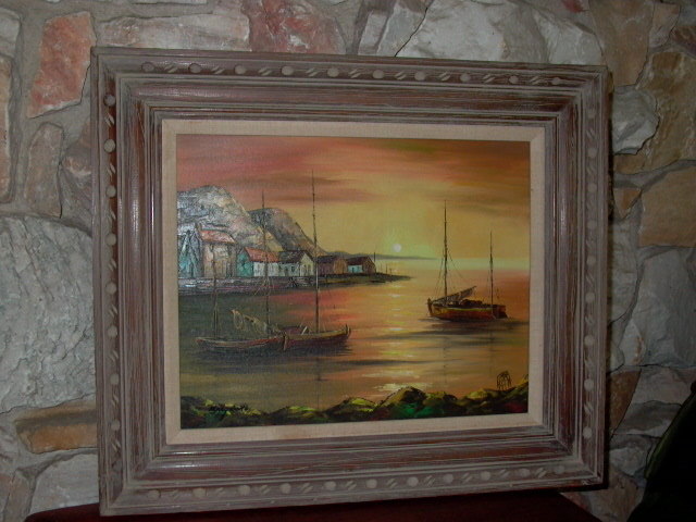 Mary Botto Oil on Canvas Seascape Sailboat Painting