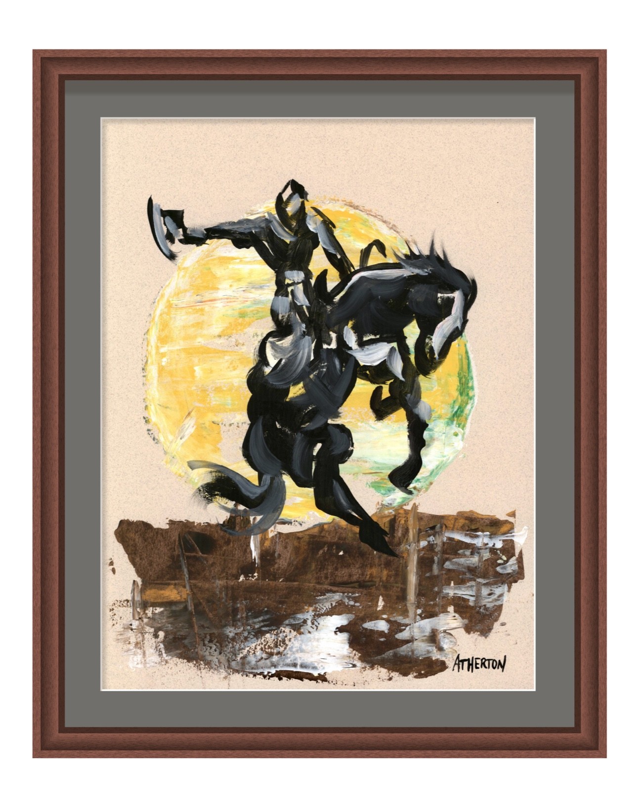 Atherton 9×12 Original Western horse Cowboy Painting “Rough Rider 4” signed