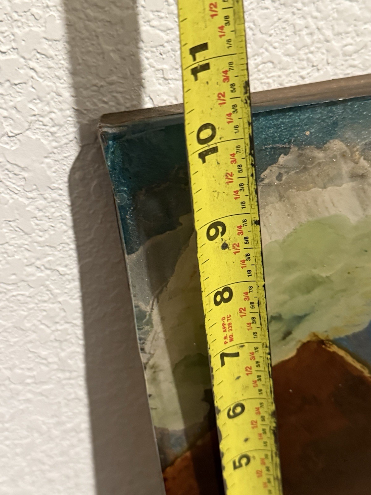 Mountain Scene Painting Resin Coated On Wood Base