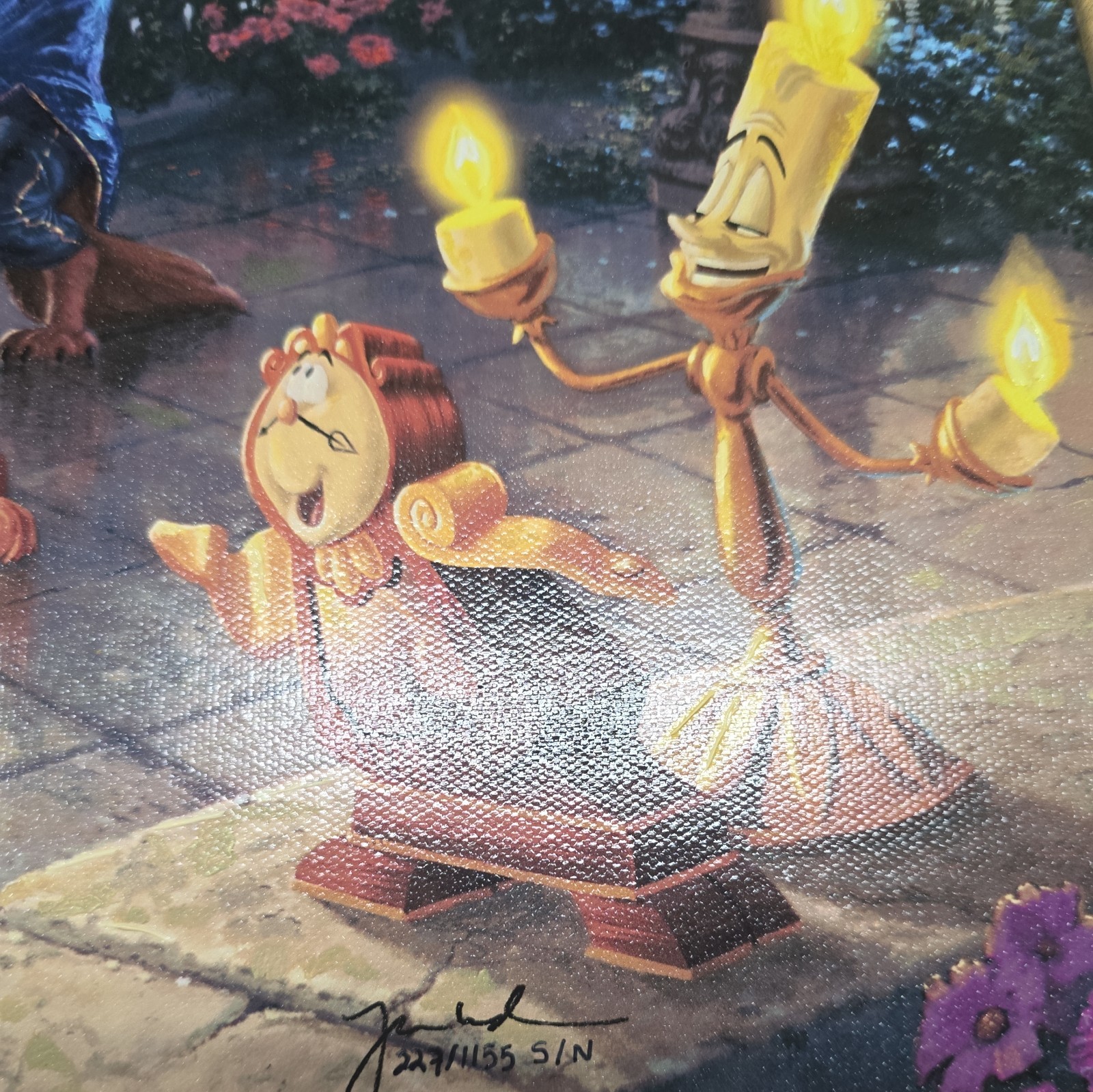 THOMAS KINKADE – BEAUTY & BEAST FALLING IN LOVE 18″X27″ S/N #227 / 1155 – SIGNED