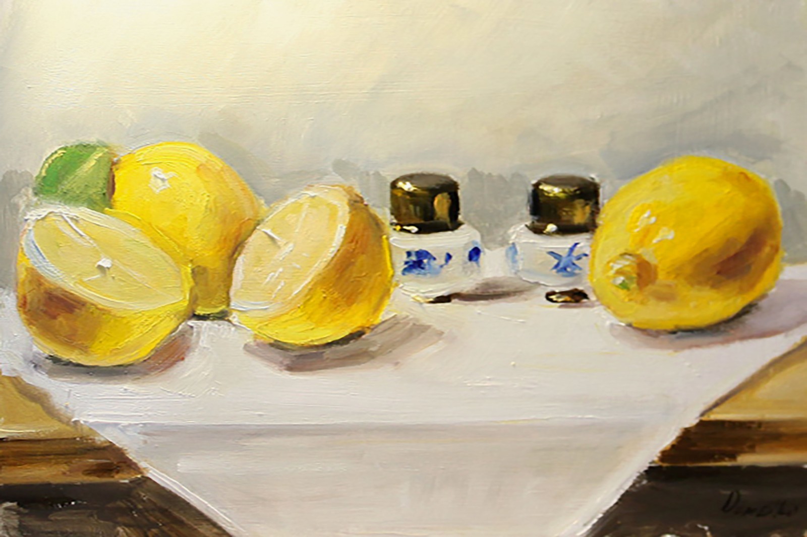 Demenko Natalia still life LEMONS Oil painting UKRAINE 8X12