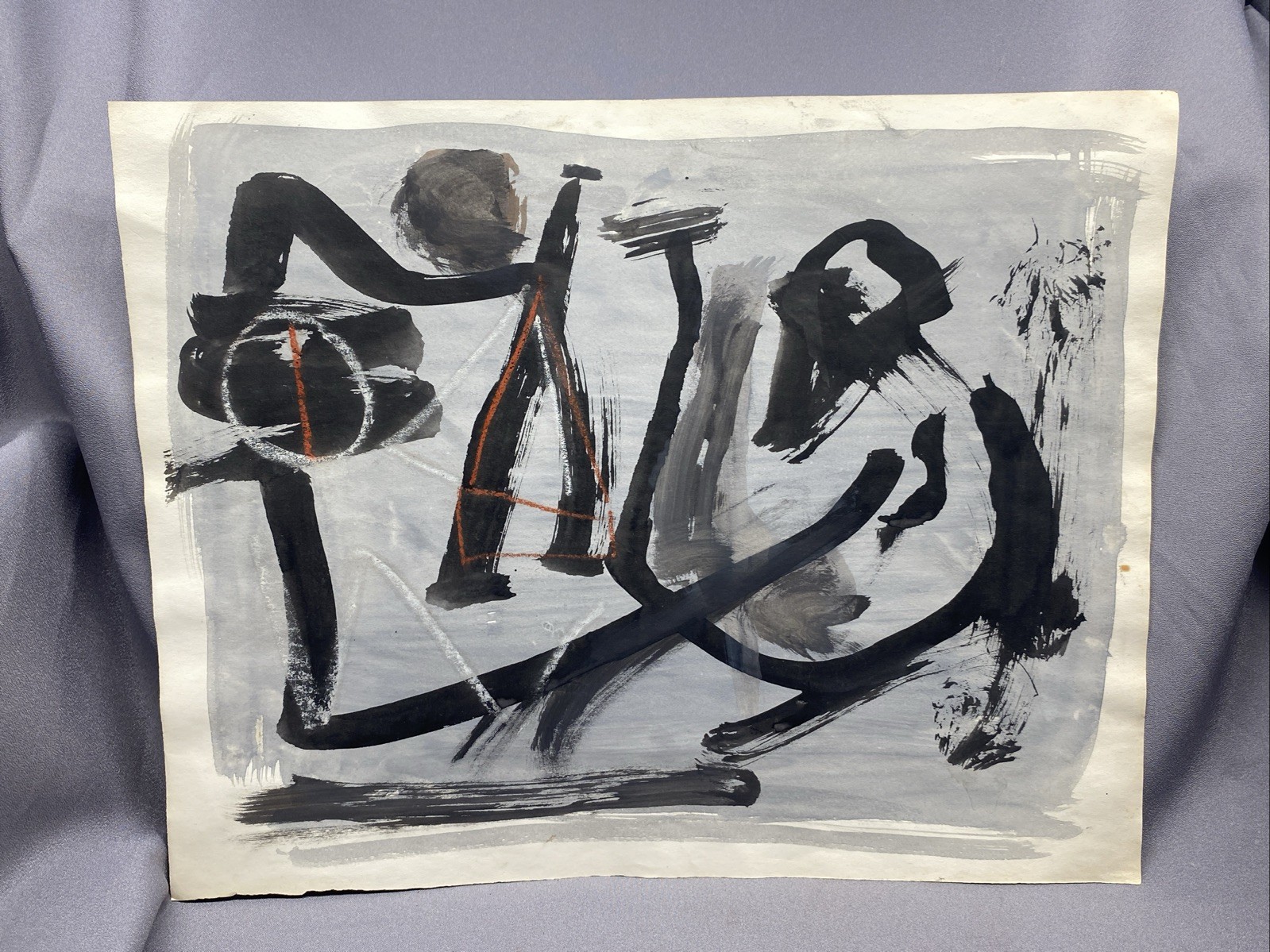 Vintage John Beauchamp Watercolor Abstract Bold Black Red White Grey Minnesota