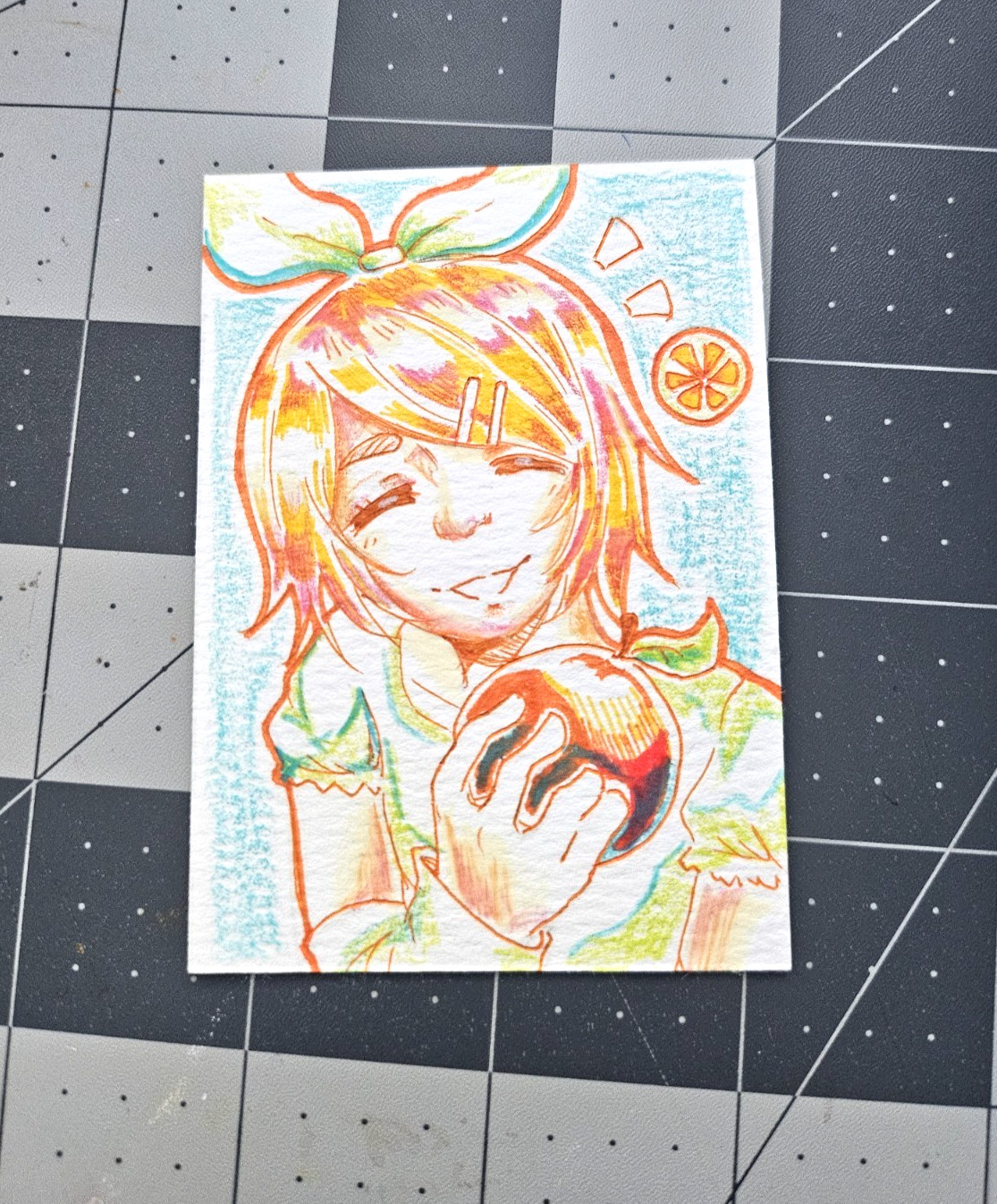 ACEO Original Art Card – Kagamine Rin (2.5 x 3.5 inches)