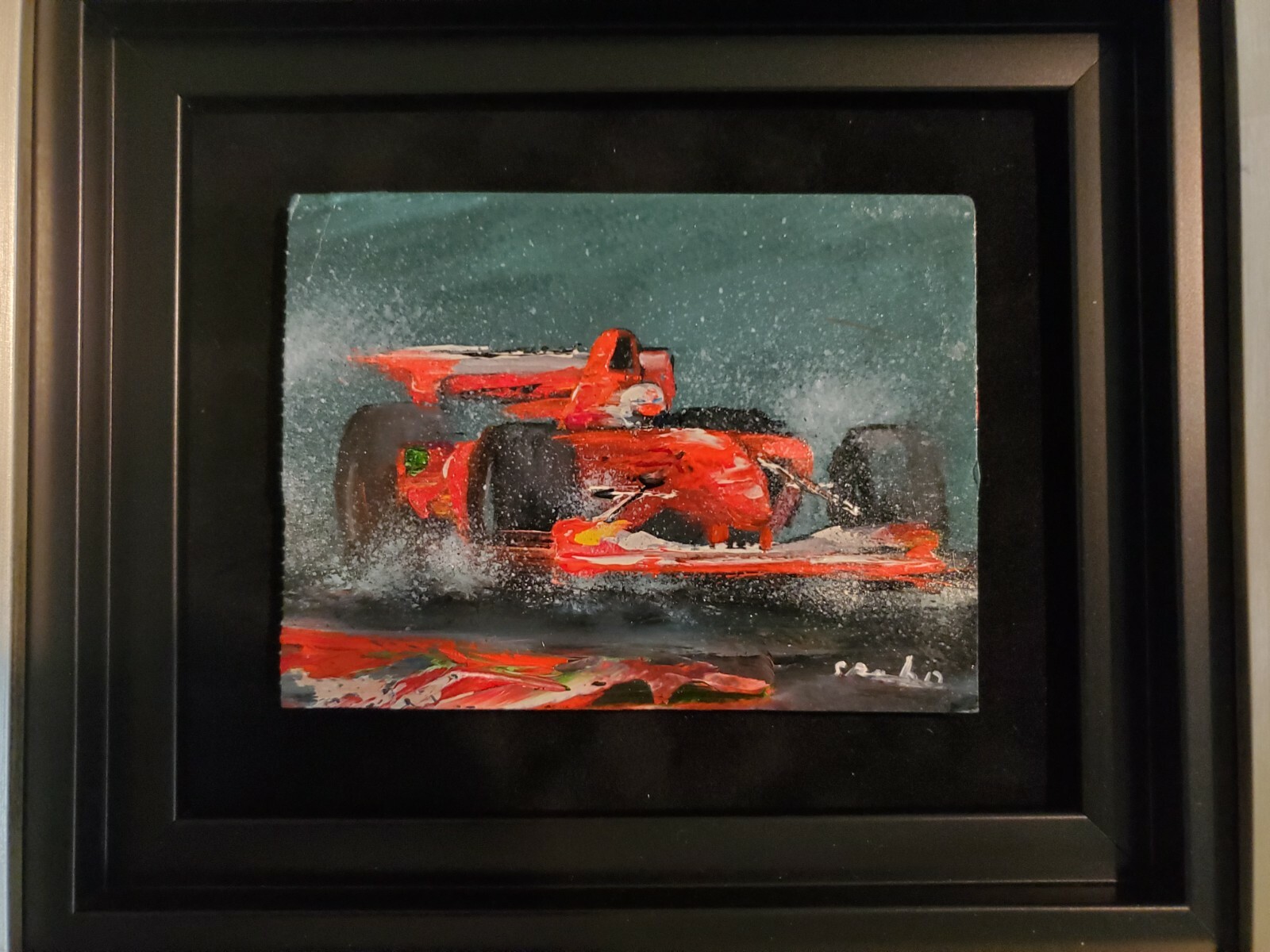 Orig. Victor Spahn Mini Oil Painting on Paper(Hit the Pavement) Signed/Framed