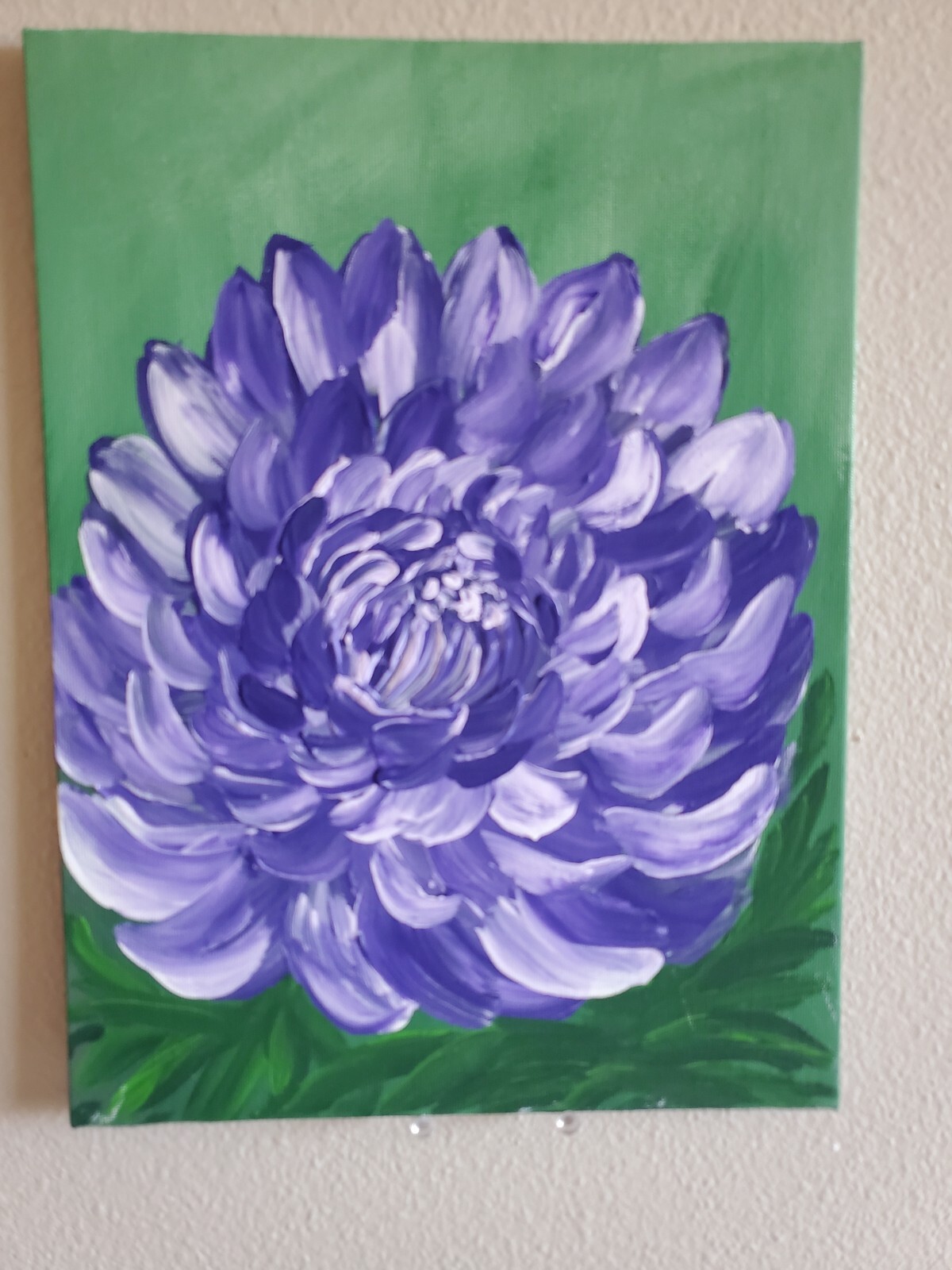 Handmade Painting Acrylic Art Panel 12x9x1/16in Decor Lilac Dahlia Flower