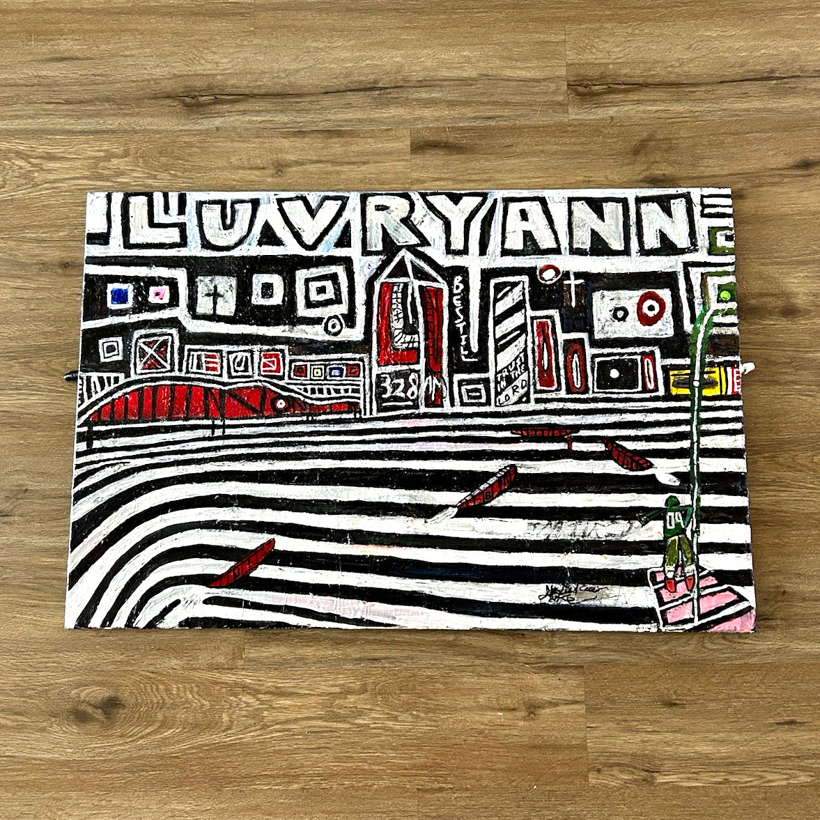 LUAVRYANNE Original Signed Abstract Cityscape Architecture Painting