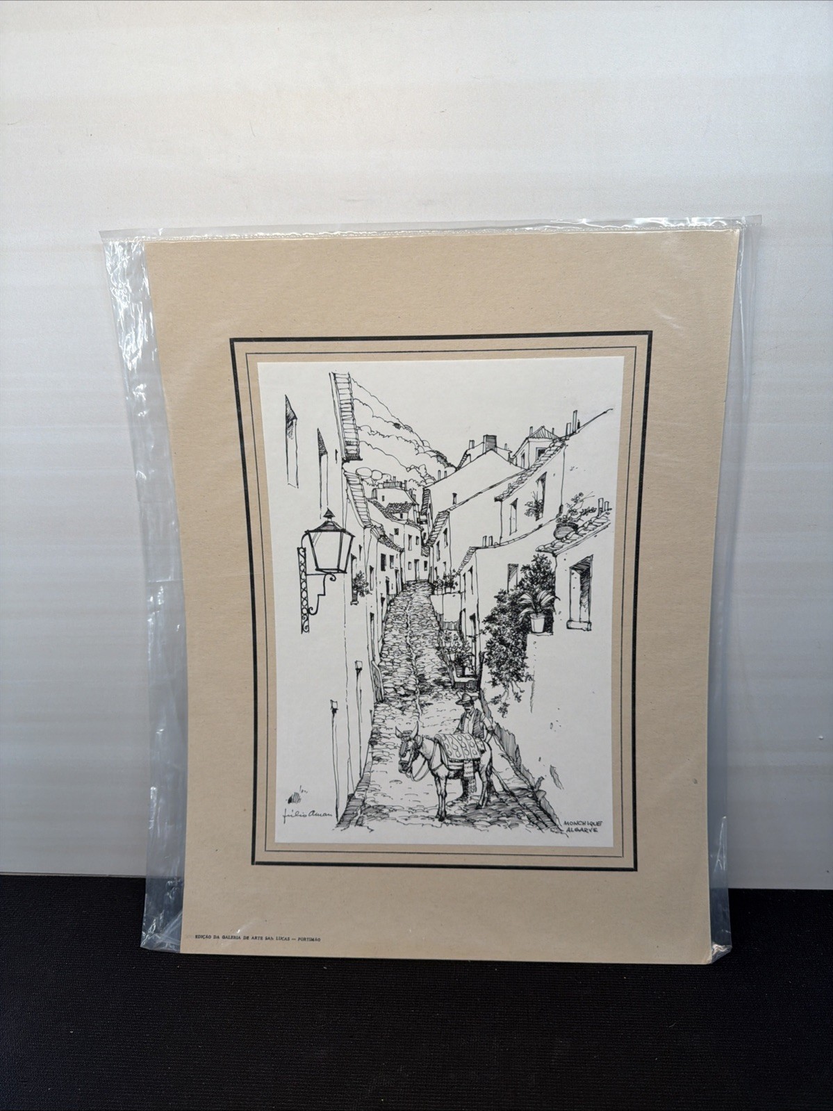 Print Sketch Monchique, Algarve, Portugal City Scape Signed Julio Amaro P14