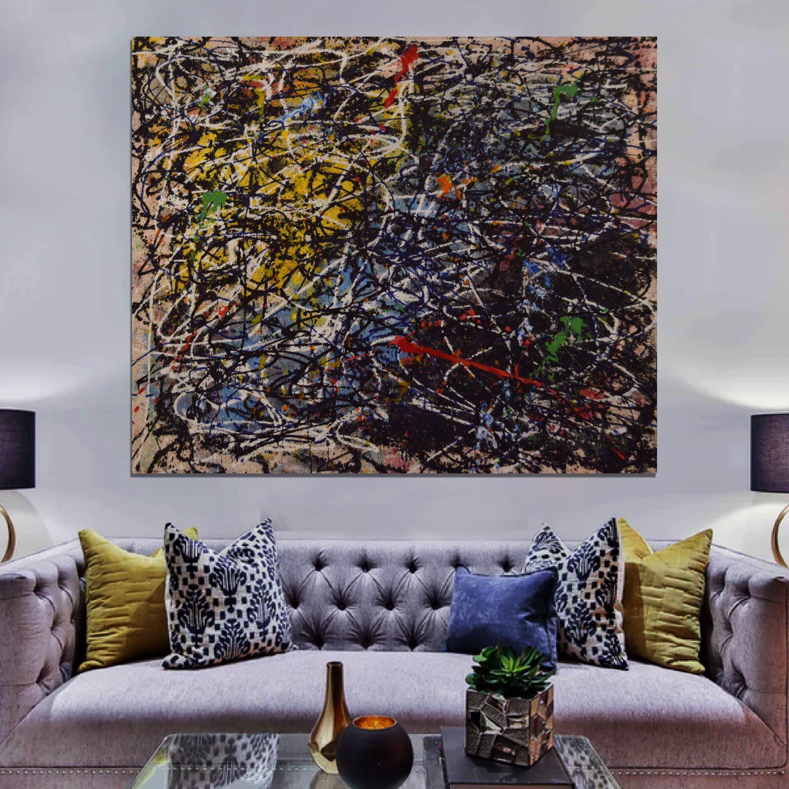Jackson Pollack style ￼painting￼ 72” X 60”Acrylic, Abstract,POP,XL,Modern,Landsc