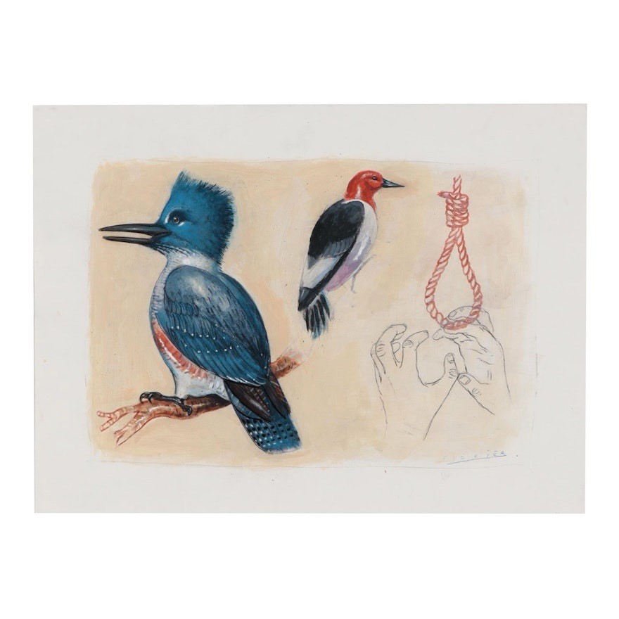 Joseph Daniel Fiedler Original Mixed Media Painting “Kingfisher”