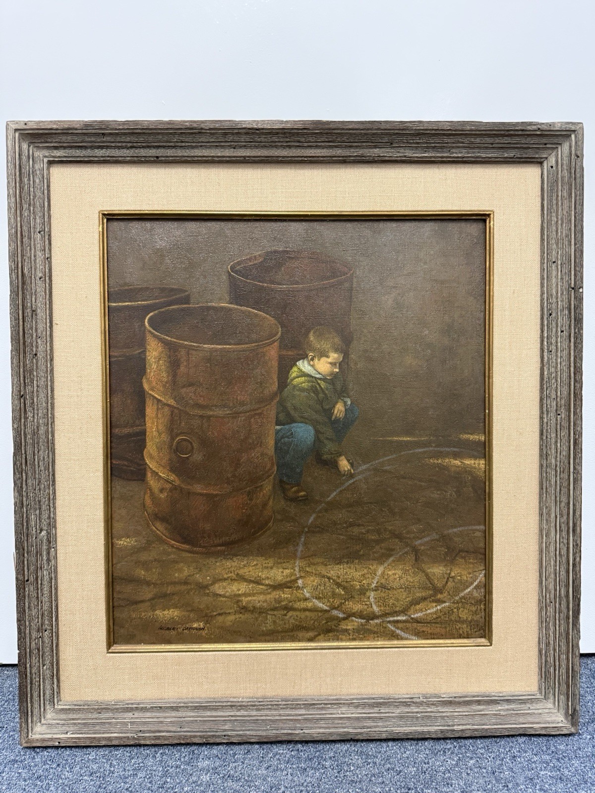 Herbert Davidson (American 1930-2018) “ Boy With Chalk “ O/C Signed LL Listed!