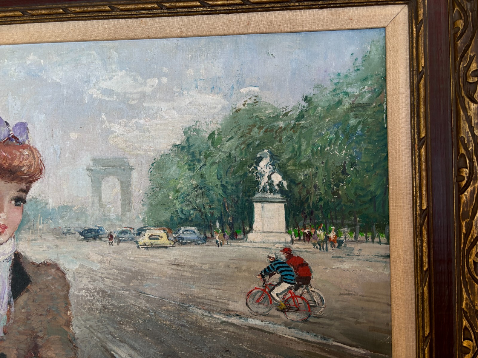 Vintage Oil Painting 30x51in on Canvas by Janos Csejke – Paris 1951 – see photos