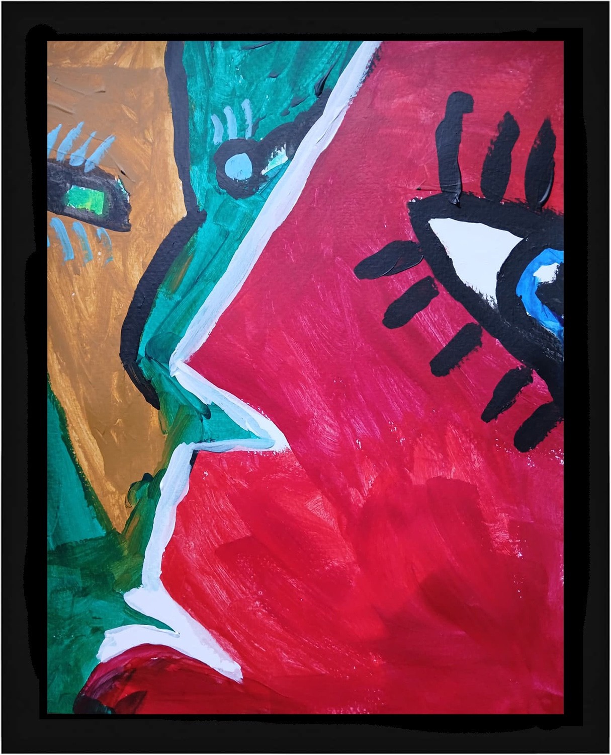 Abstract/Impressionism 11 x 14 Three Eyes colorful Handmade Street Art Painting