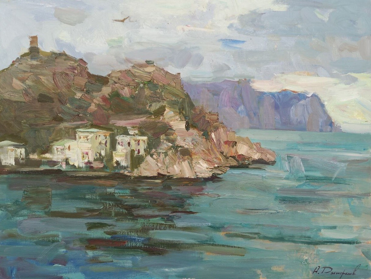 Oil painting It’s a nasty day Seascape Ukrainian painter Сanvas Framed original