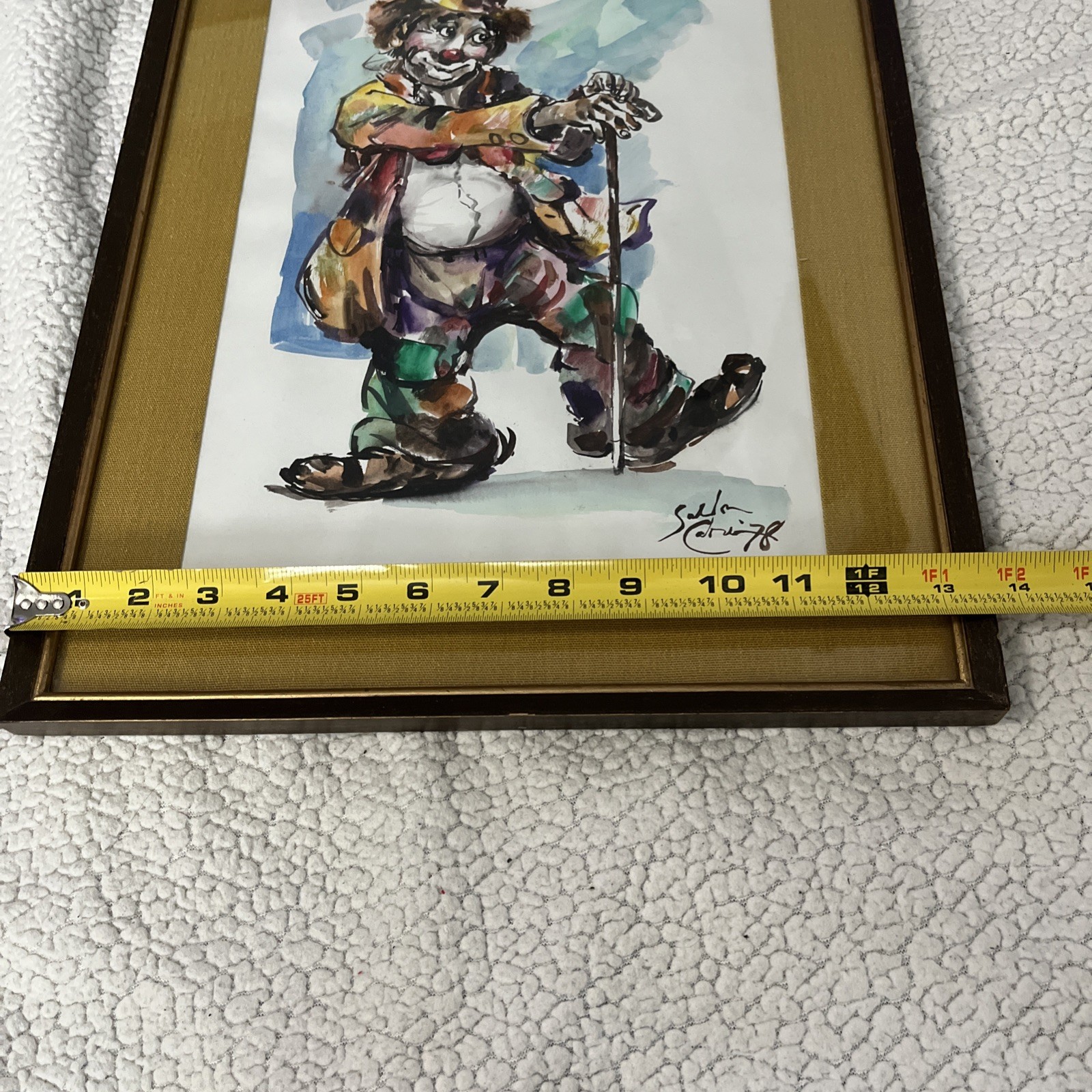 Vintage 70s Salvador Cabrera Clown Paintings Pair Of 2 ‘77 & ‘78 Framed Art