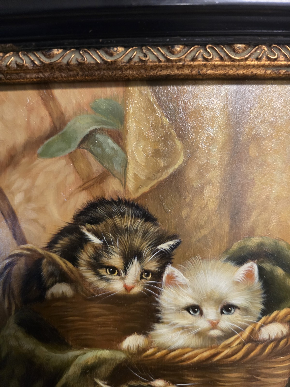 Oil Painting Kittens In Basket