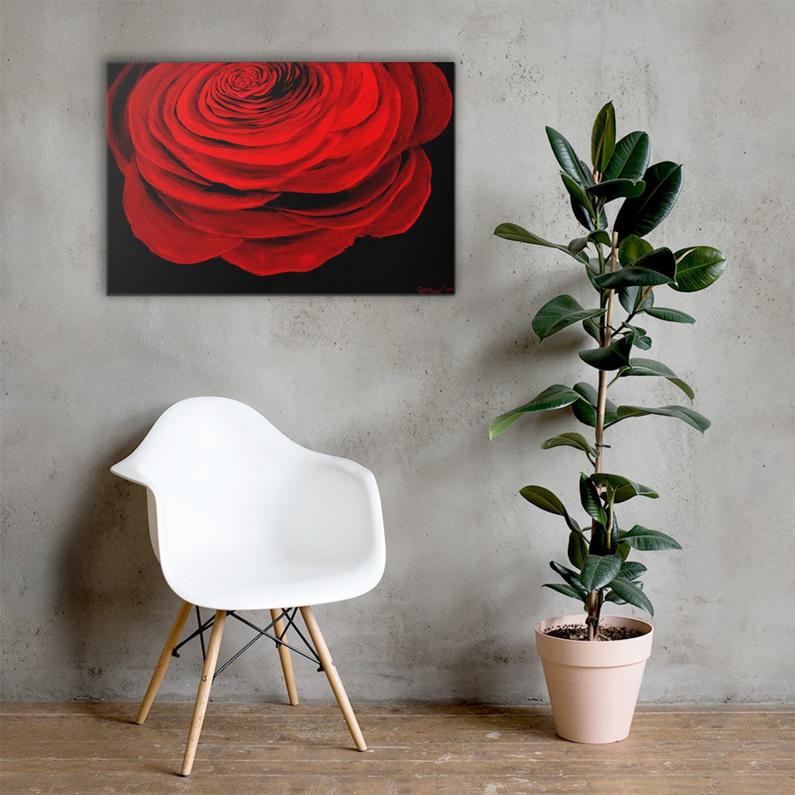 Painting print on canvas: Abstract red rose. 1st of 20 prints in this edition.