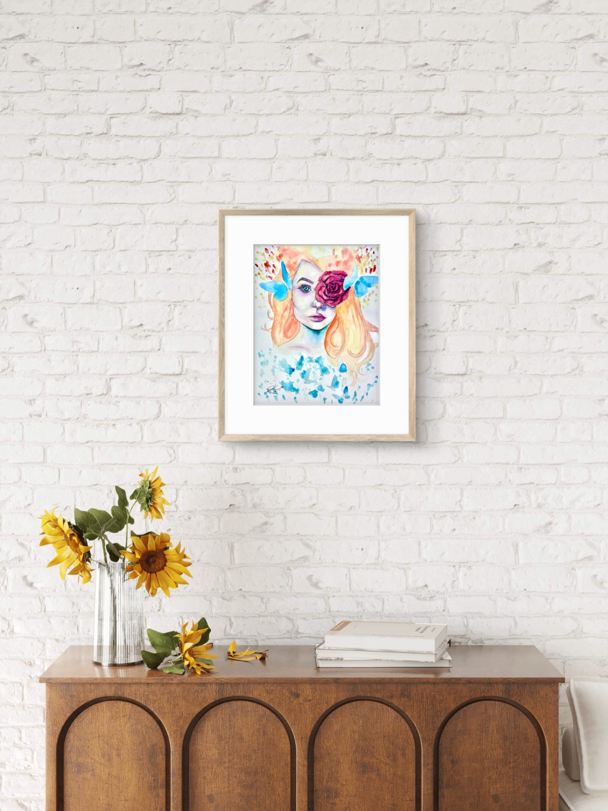 @FearlessPaints Woman Floral Rose Flower Portrait 11×14 Paper Original Painting