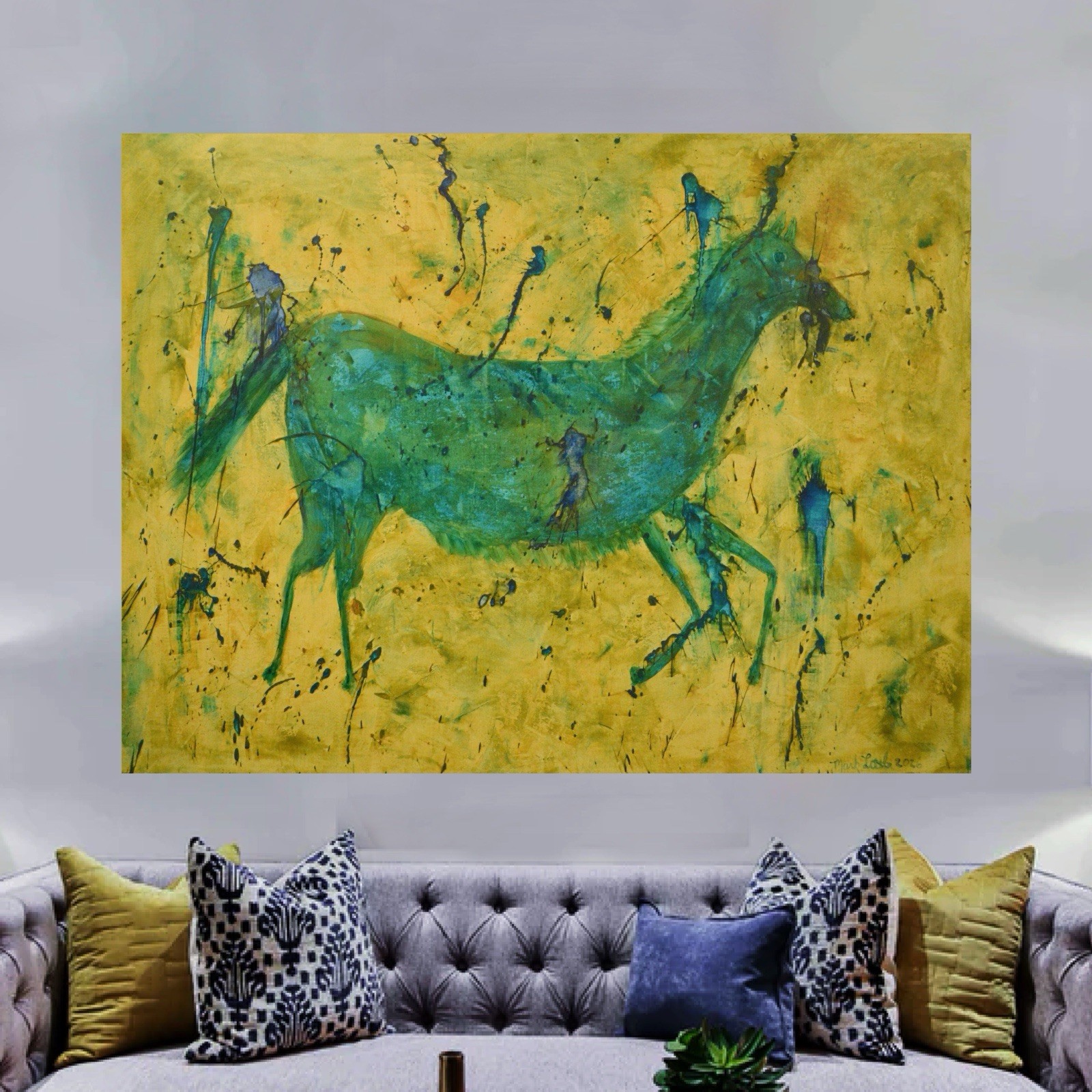 Mark Little Original Giant Canvas Painting 84”X62” (7 Foot) Abstract Modern XL