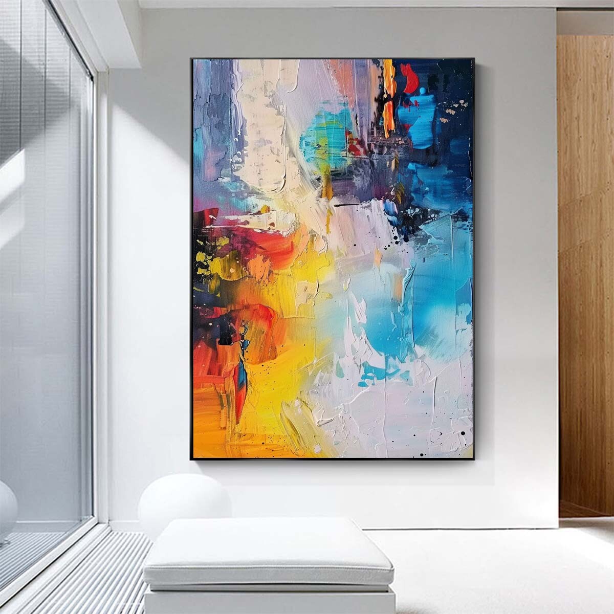 Pure Handpainted abstract oil painting on canvas Home Wall Decor art Blue Yellow
