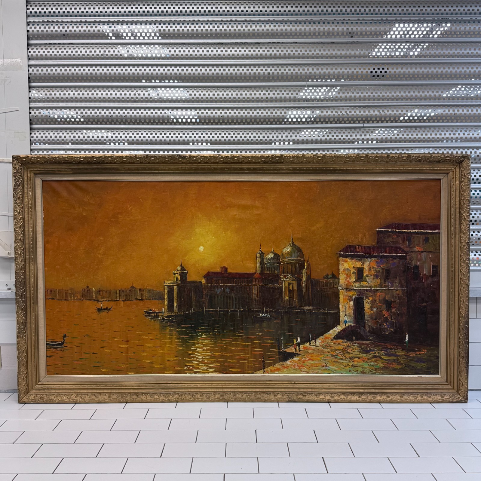 Original Oil Painting Signed Impasto Art Venice Italy Large Artwork