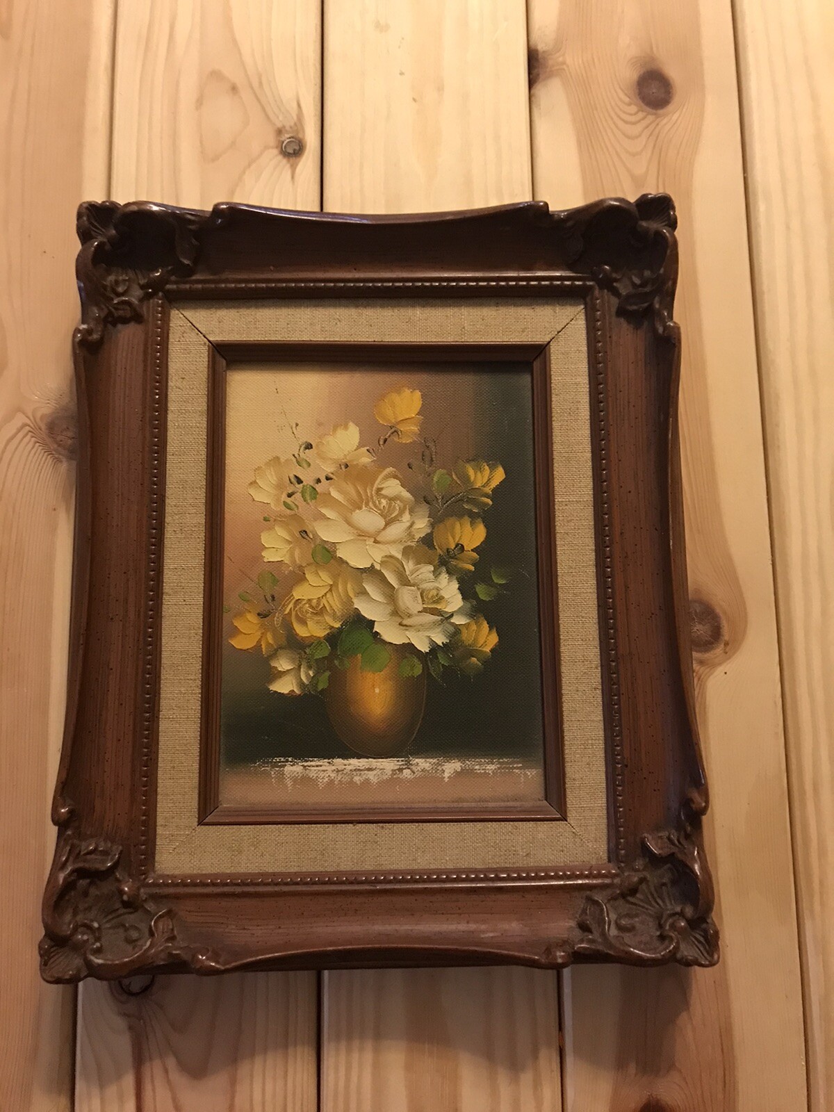 Framed Art Unsigned Still life painting Floral Cottage Country Farm