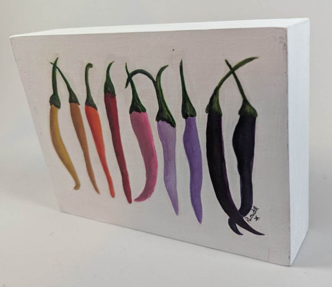 Chilis 7in x5in x1.5in Acrylic on Wood