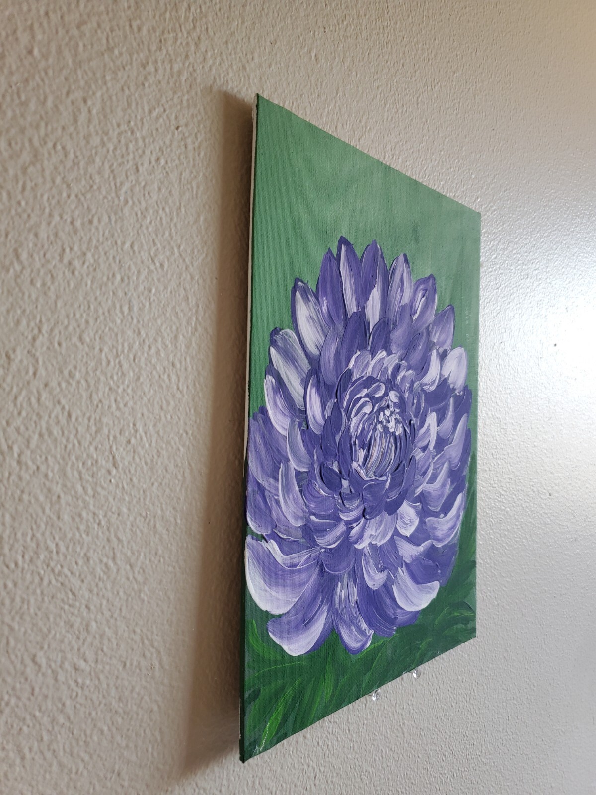 Handmade Painting Acrylic Art Panel 12x9x1/16in Decor Lilac Dahlia Flower