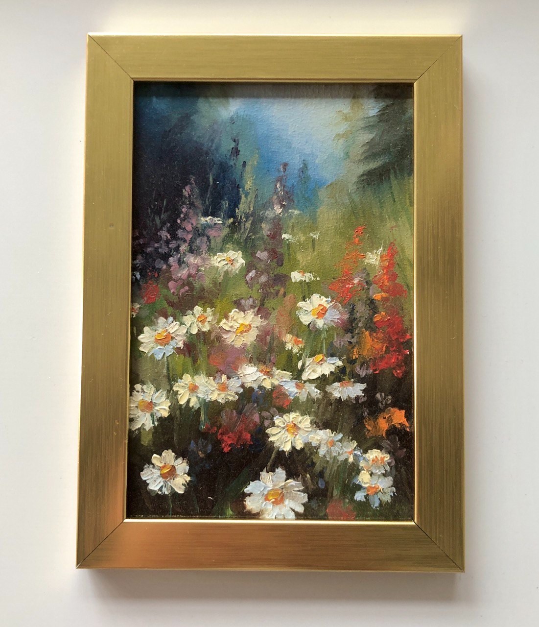 Original Oil painting Miniature 6×4 in In the Frame Wildflowers Flowers Nature