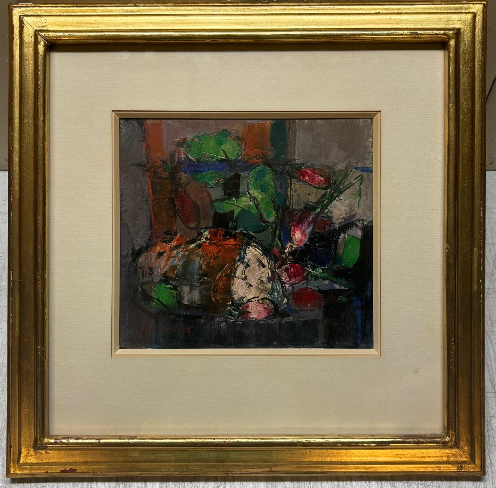 Original RAOUL PRADIER ‘Bread & Radish’ Still Life French EXPRESSIONIST Painting