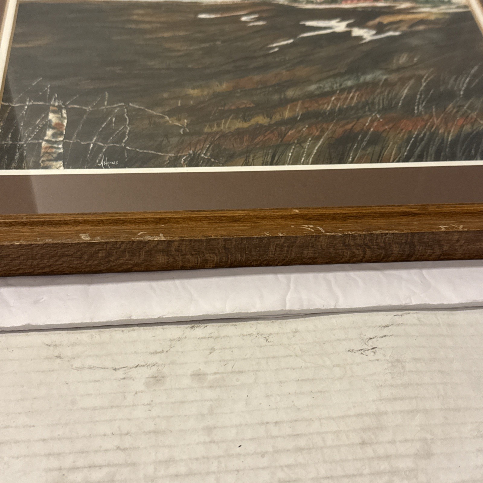 Original Watercolor Painting Winter/Early Spring Rustic Landscape-Signed-Framed