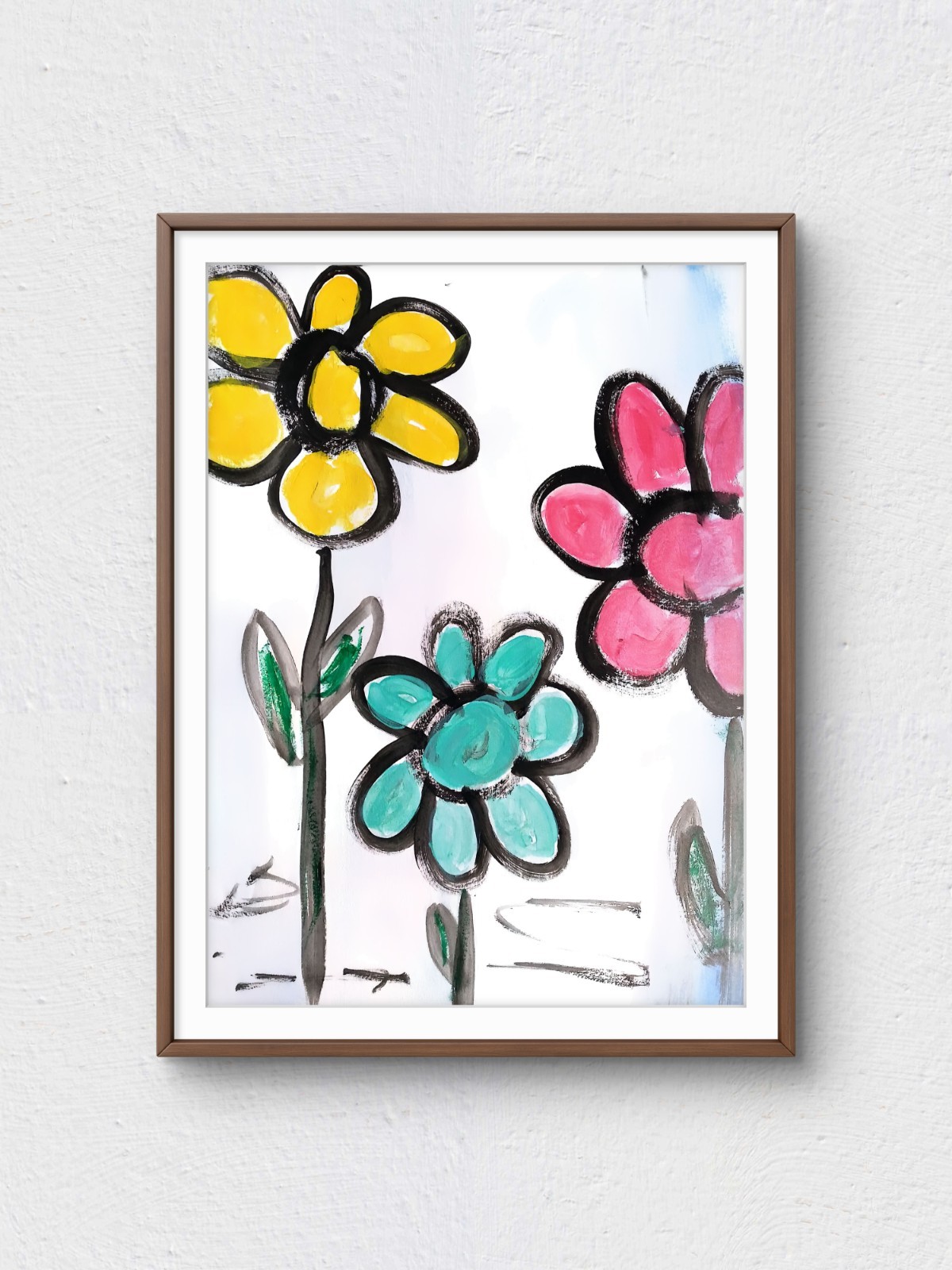 Original Multi Color Daisy 9×12 Acrylic Painting on Paper Impressionist Wall Art
