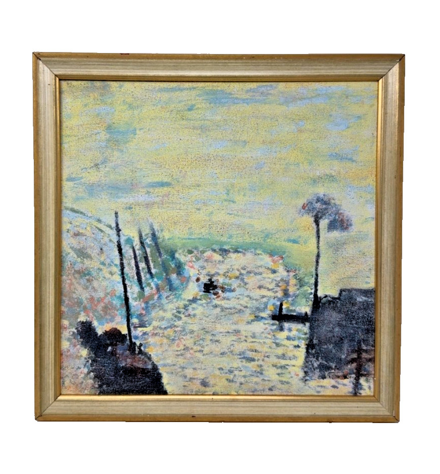 Vintage Original Pastel Landscape Painting Framed Signed Adam F 13.75 x 13.75