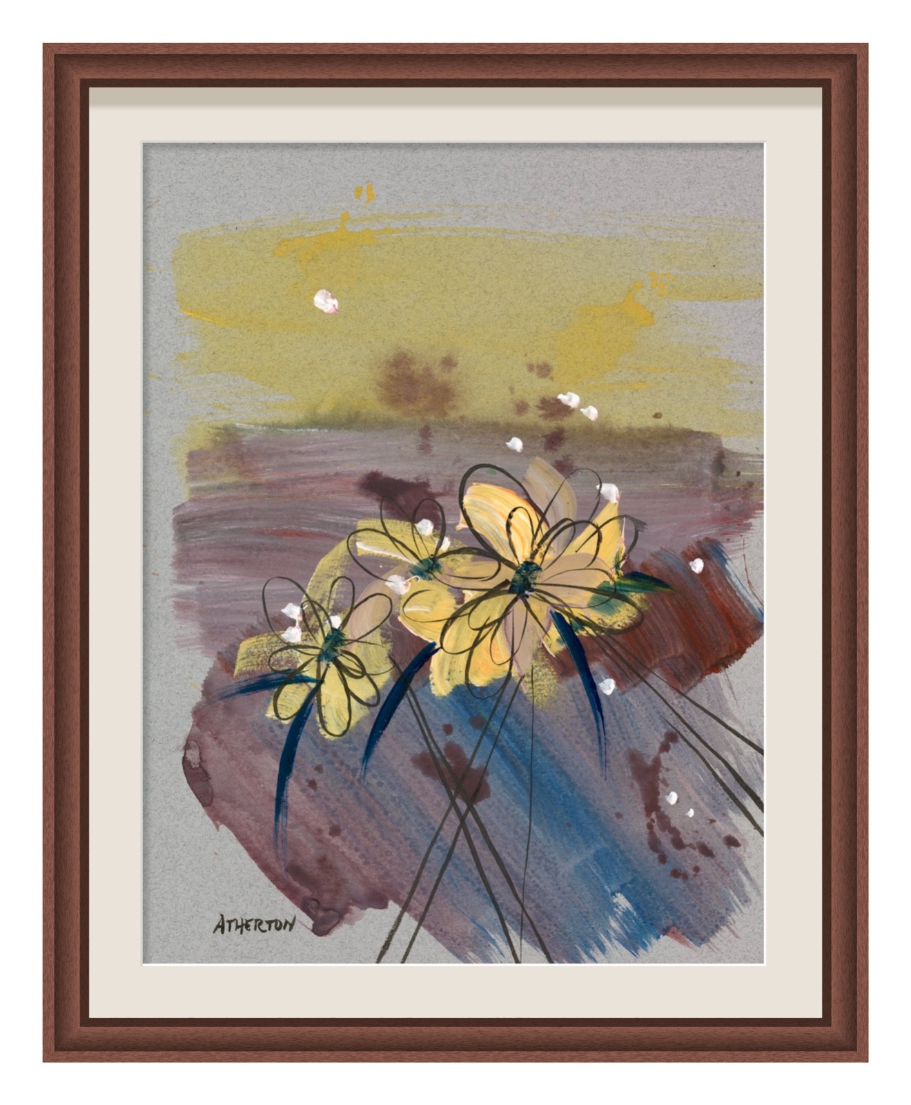 Atherton 9×12 Original Floral minimalist Painting “SPLASH FLOWERS 4” abstract